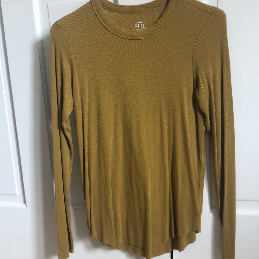 Mustard Yellow Ribbed Aerie Top